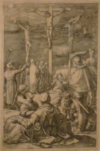 'The_Crucifixion',_engraving_by_Hendrick_Goltzius,_Honolulu_Museum_of_Art photo