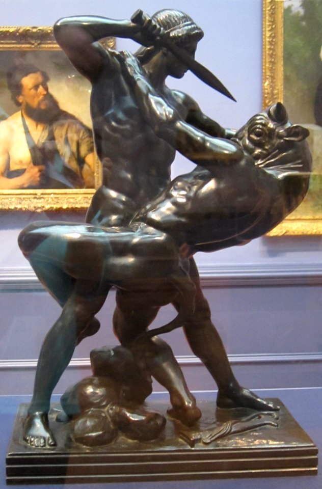 'Theseus_Fighting_the_Minotaur'_by_Antoine-Louis_Barye,_Dayton