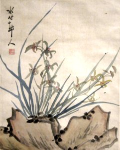 'Orchids',_ink_and_colors_on_paper_by_Xu_Shichang