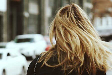 Macro woman brown hair photo