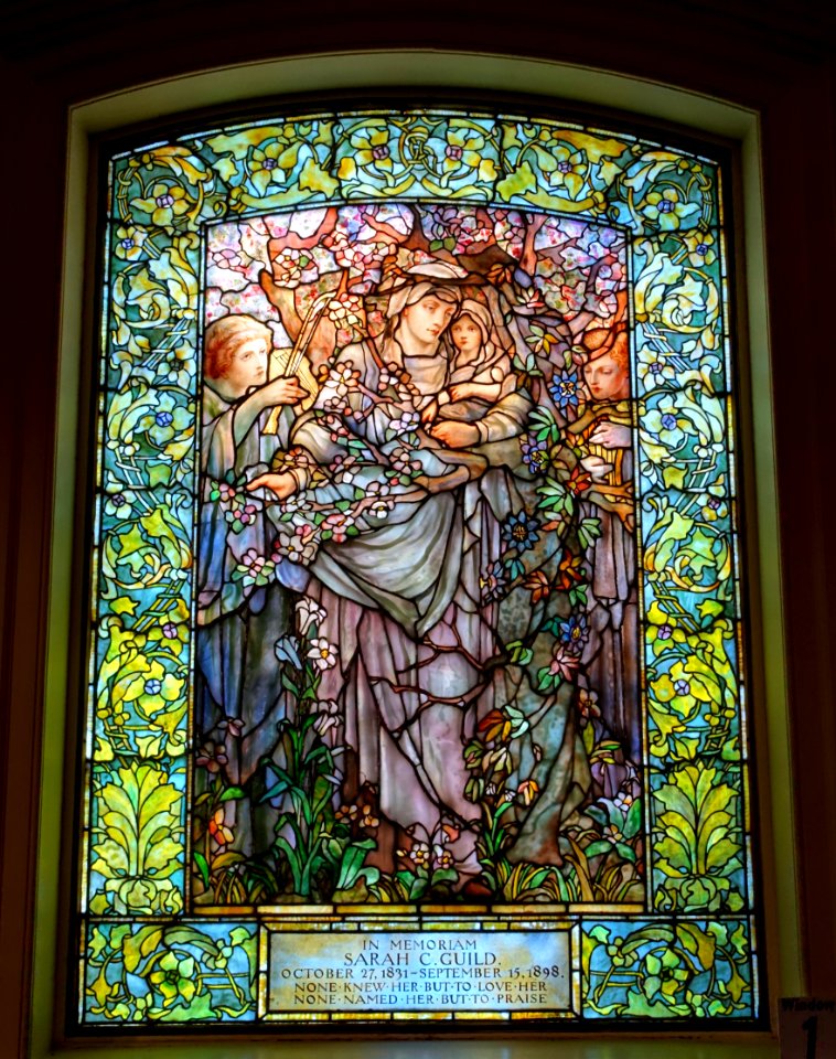 01_Madonna_of_the_Flowers,_Sarah_Guild_Memorial_Window,_1899,_Tiffany_Glass_and_Decorating_Company_-_Arlington_Street_Church_-_Boston,_Massachusetts_-_DSC06953