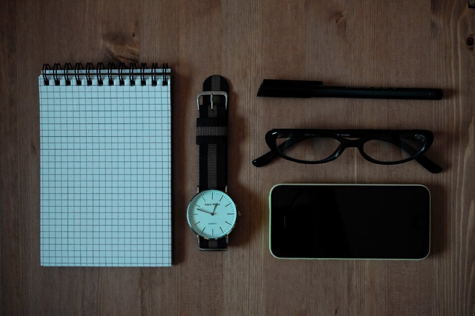 Wooden pen glasses photo