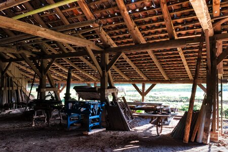 Wooden beams opening farm museum