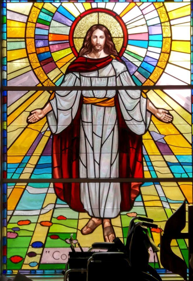 Church stained glass window glass