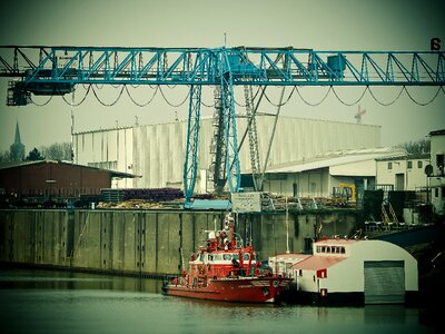 Water cargo harbour cranes photo