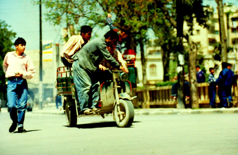 1996_Aleppo,_Syria._Men_on_Tricycle._Spielvogel_Archiv