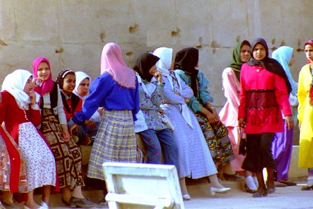 1995_in_Egypt._Schoolgirls_with_hijab_at_Temple_of_Isis,_Philae._Spielvogel