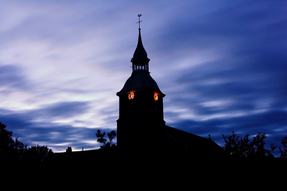 Long exposure blue steeple