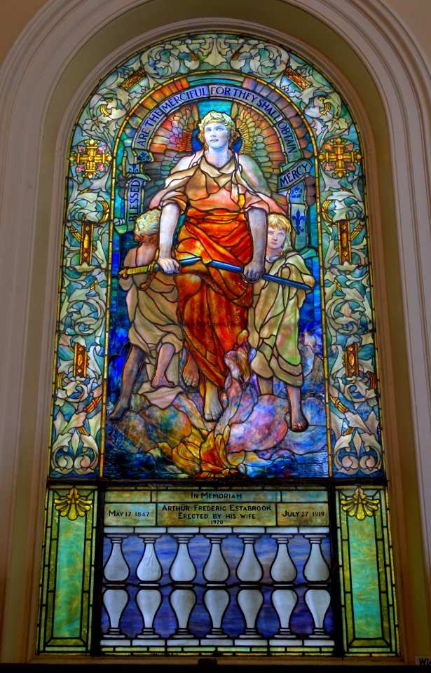 16_Blessed_are_the_Merciful,_Estabrook_Memorial_Window,_1920,_Louis_C._Tiffany_-_Arlington_Street_Church_-_Boston,_Massachusetts_-_DSC07036