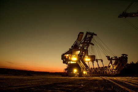 Bucket-wheel excavator night technology photo