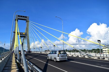 Blue sky manado cable-stayed bridge photo
