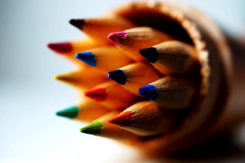 Color coloured pencils macro photography