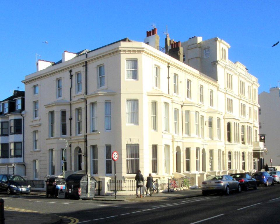 18–20_St_Catherine's_Terrace_and_The_Sussex_pub,_Kingsway,_Hove_(January_2017)