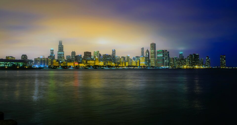 Dusk lake michigan reflections photo