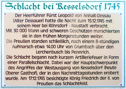 2017_Kesselsdorf_Gedenktafel_Schlacht_1745