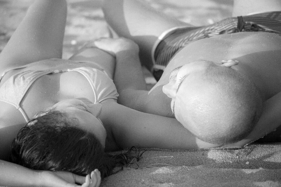Couple on the sand beach couple