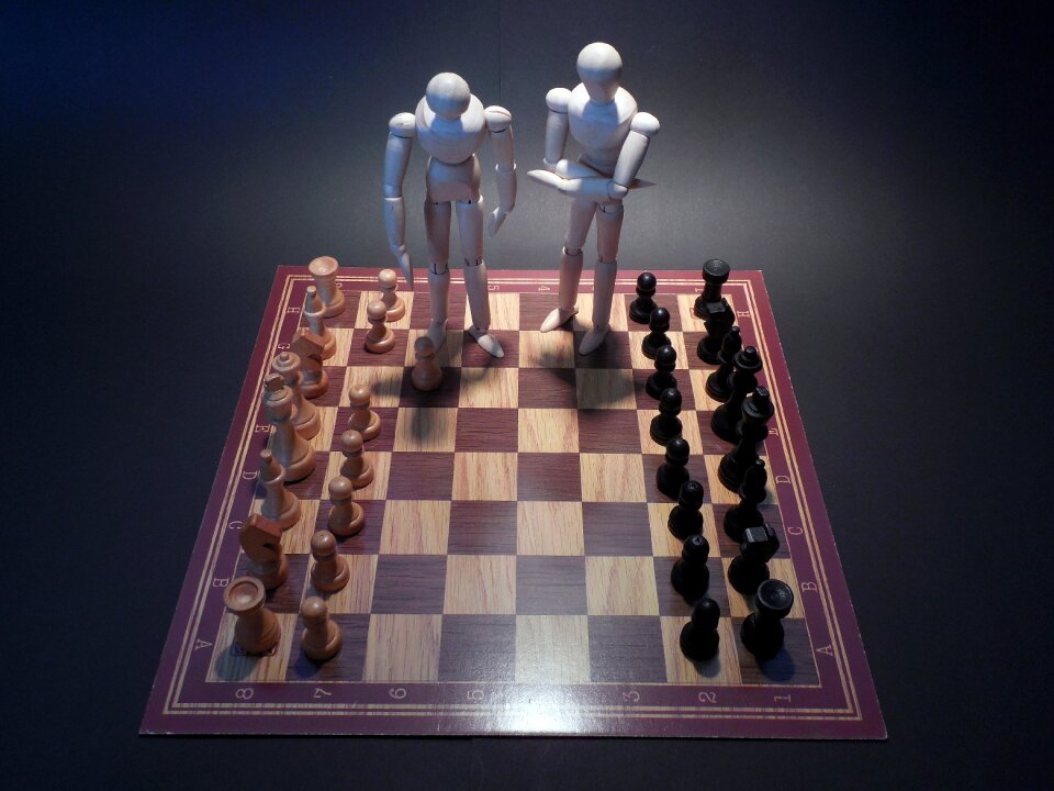 Strategy chess board chess pieces photo