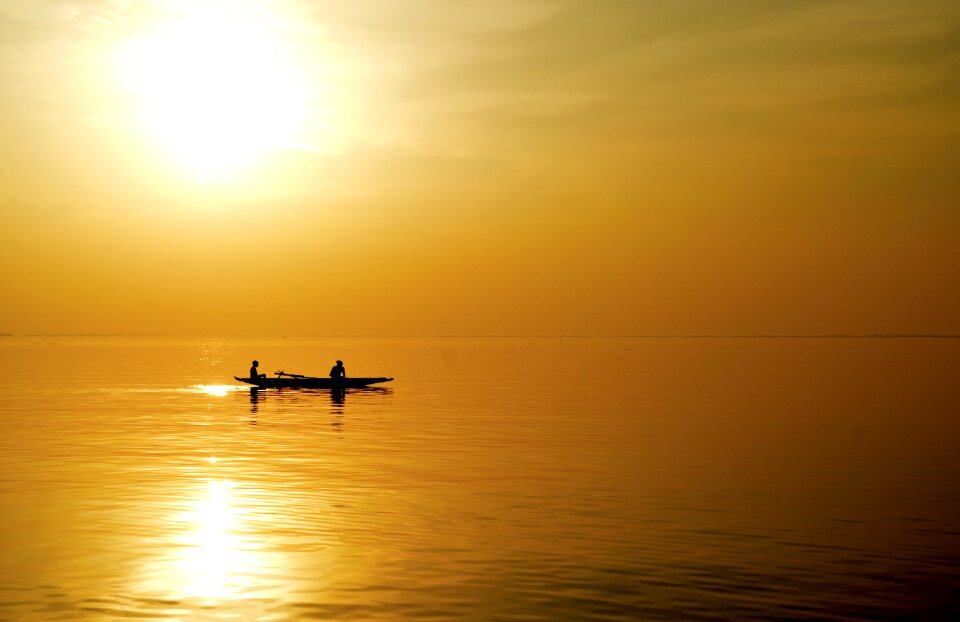 Fishing sun evening