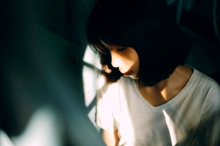 Model pensive woman