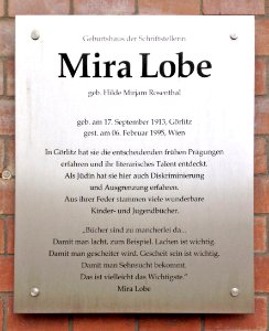 20160313233301!Görlitz_Gedenktafel_Mira_Lobe_retuschiert