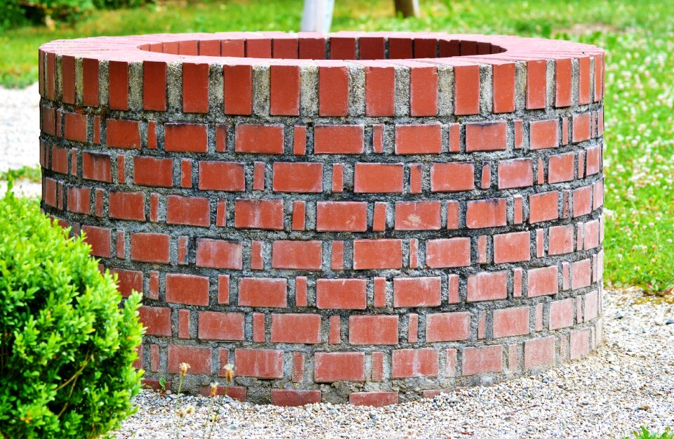 Water fountain brick building drinking fountain