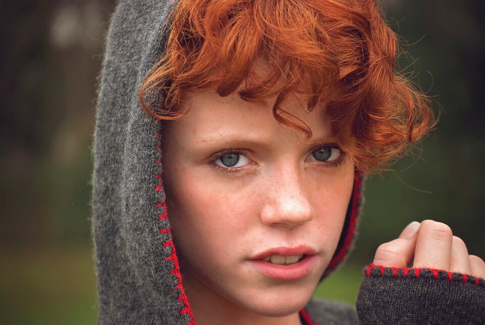 Hood red hair female