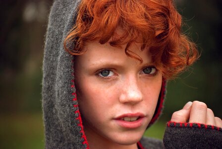Hood red hair female