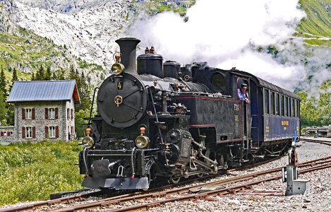 Station building rhone glacier rock bed photo