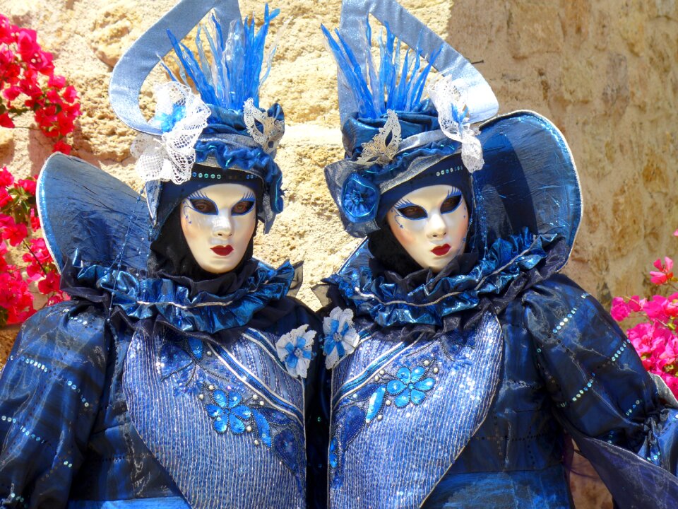 Couple blue venice mask of venice