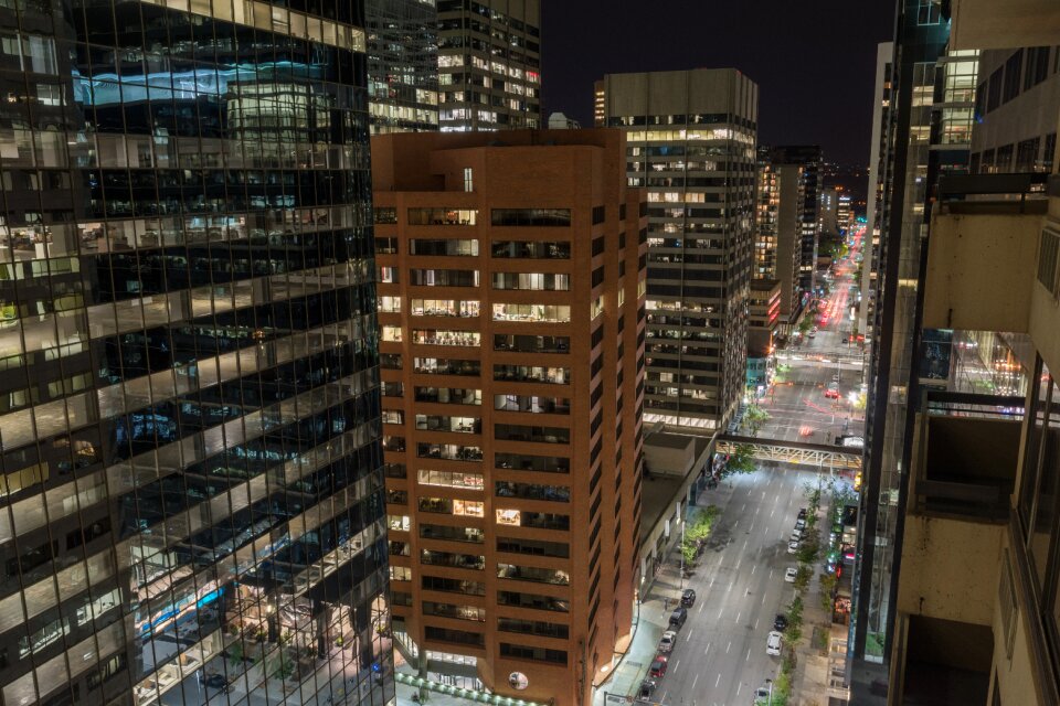 Downtown houses night photograph