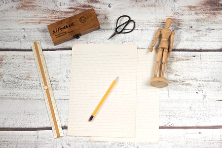 Pencil notes work desk
