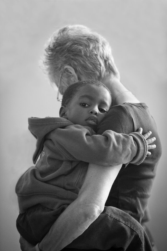 Child humanitarian cuddle