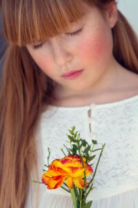Girl flower ranunculus photo
