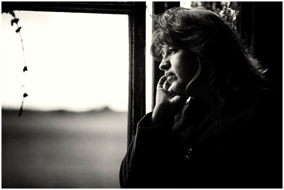 Portrait black and white thoughtful