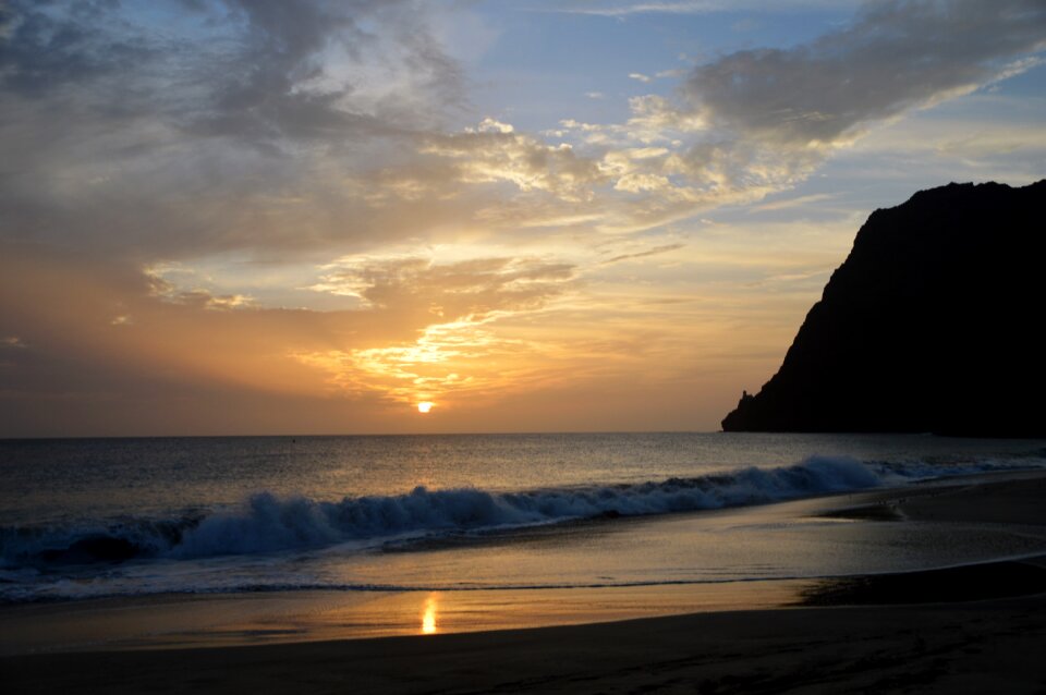 Beach sea evening sun photo