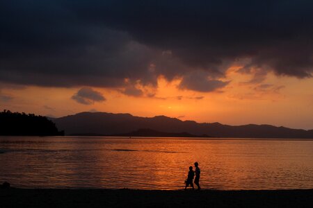 Walk on the beach evening abendstimmung photo