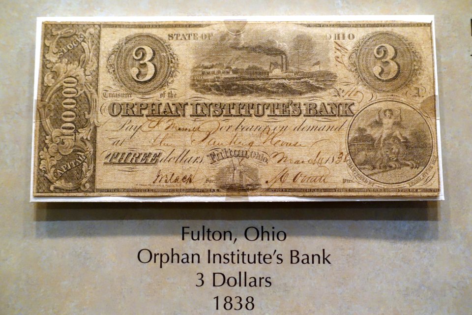 3_Dollars,_Orphan_Institute's_Bank,_Fulton,_Ohio,_1838_-_National_Museum_of_American_History_-_DSC00198