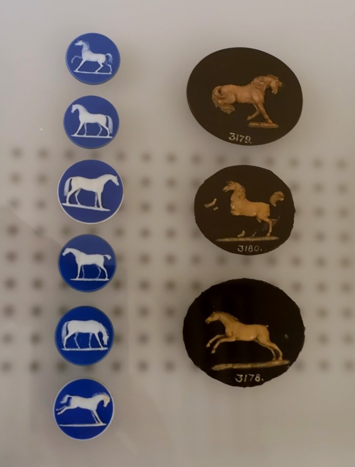 3_horse_studies_by_Edward_Burch,_after_George_Stubbs,_1788-1789,_with_6_buttons,_c._1790_-_Wedgwood_Museum_-_Barlaston,_Stoke-on-Trent,_England_-_DSC09644
