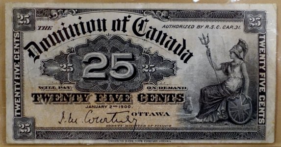 25_Cents,_Dominion_of_Canada,_1900_-_Bank_of_Montréal_Museum_-_Bank_of_Montreal,_Main_Montreal_Branch_-_119,_rue_Saint-Jacques,_Montreal,_Quebec,_Canada_-_DSC08468