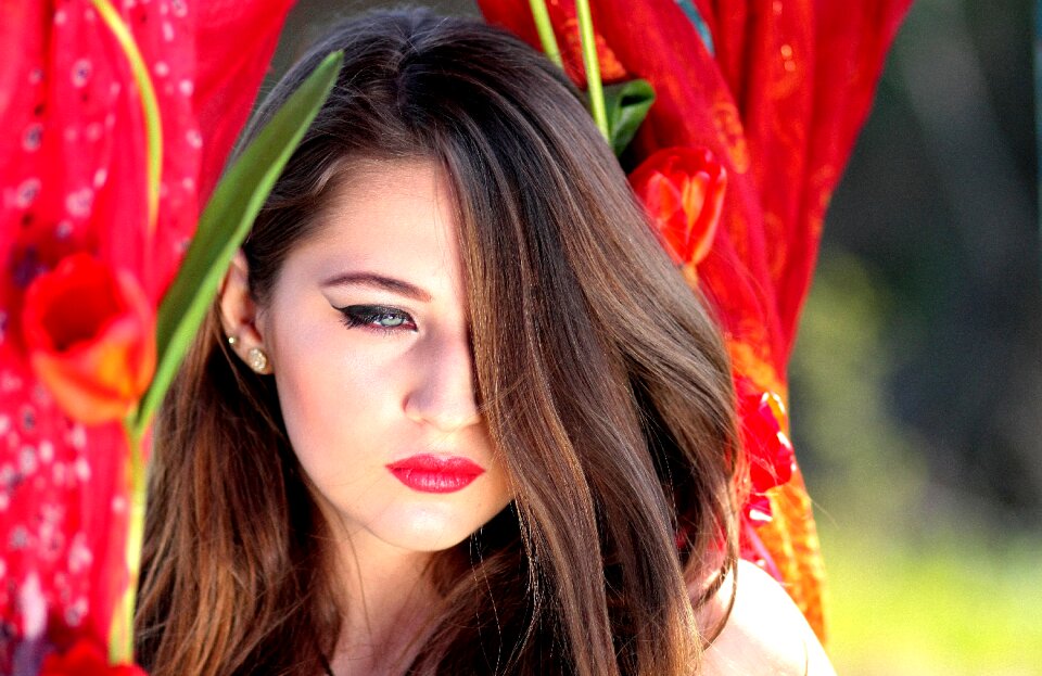 Blue eyes tulips seductive