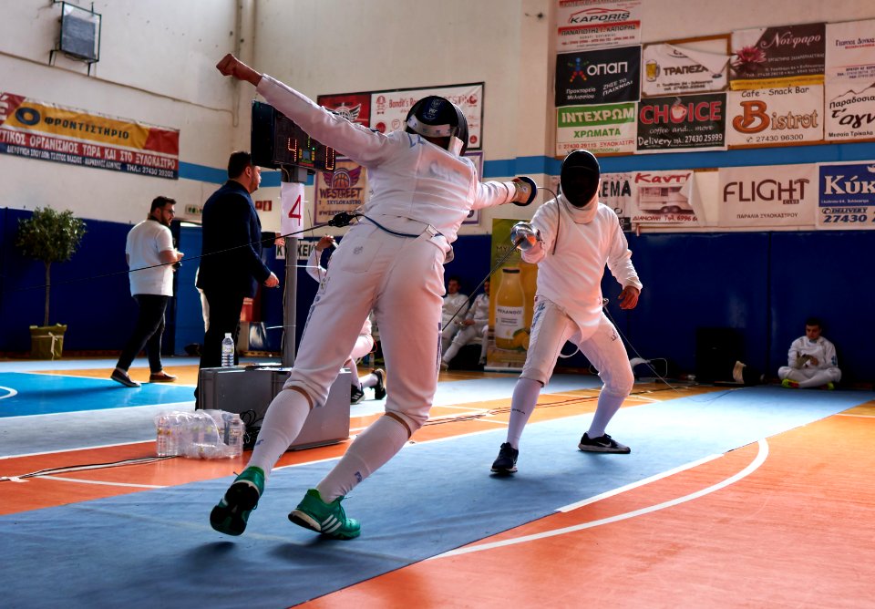 2nd_Leonidas_Pirgos_Fencing_Tournament._The_Épée_fencer_Haris_Levantides_performs_a_flèche