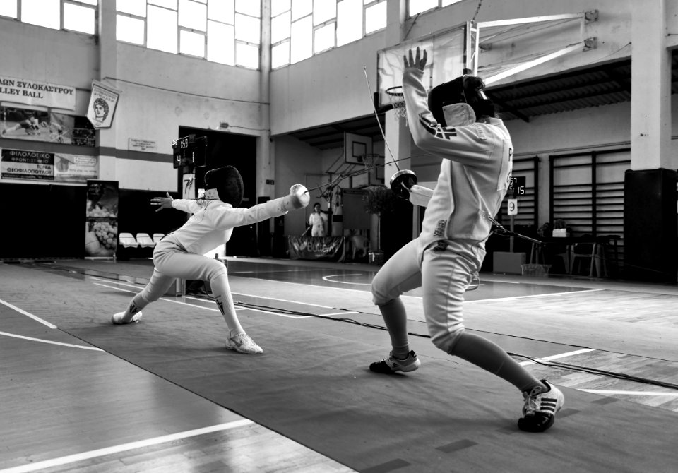 2nd_Leonidas_Pirgos_Fencing_Tournament._Evridiki_Kolletsou_lunges_the_parry_of_her_opponent_and_scores_a_touch
