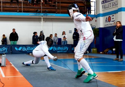 2nd_Leonidas_Pirgos_Fencing_Tournament._The_fencer_Asterios_Tsokas_attempts_to_score_a_foot_touch photo