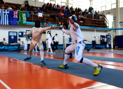 2nd_Leonidas_Pirgos_Fencing_Tournament._Matthew_Baker_scores_a_touch photo