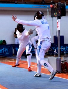 2nd_Leonidas_Pirgos_Fencing_Tournament._Irini_Mavrikiou_scores_against_Nikoletta_Chatzisarantou