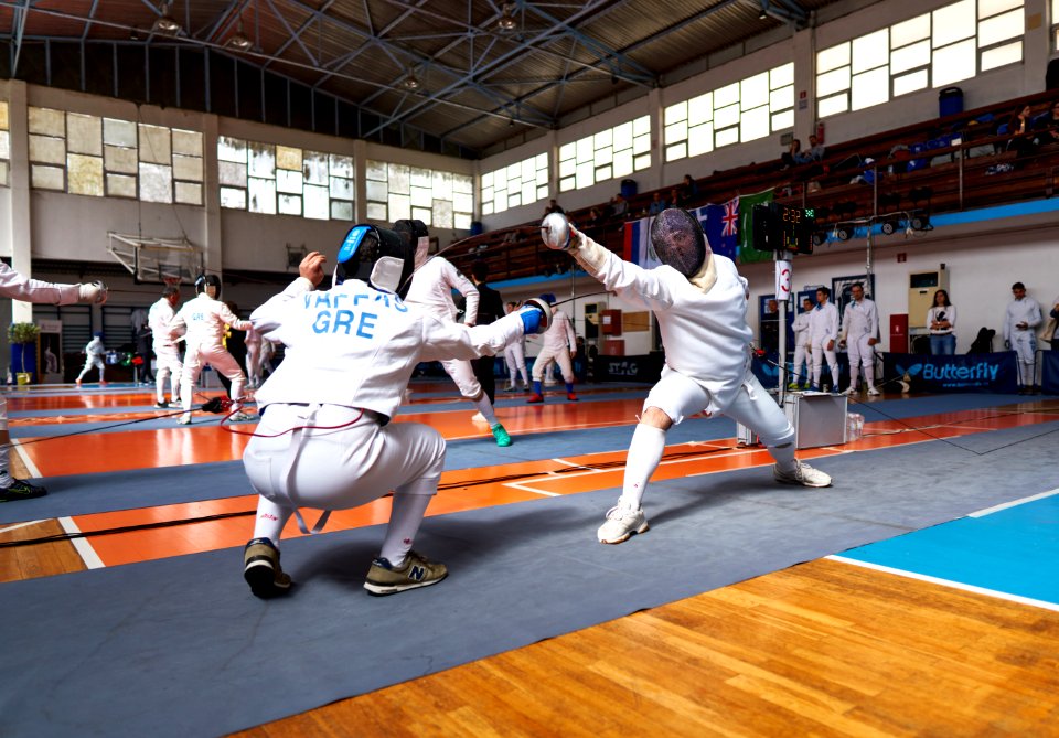 2nd_Leonidas_Pirgos_Fencing_Tournament._Advance_lunge_and_touch_on_Thodoris_Vafeas_by_Giannis_Hatzis