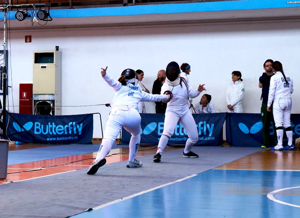 2nd_Leonidas_Pirgos_Fencing_Tournament._Lunge_by_Nikoletta_Chatzisarantou,_4th_parry_by_Anna_Panagiotakopoulou