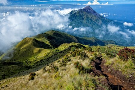 Game bubble mountain views from java island indonesia photo