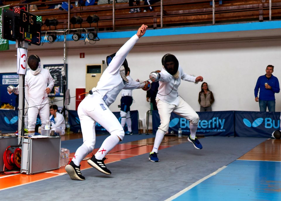 2nd_Leonidas_Pirgos_Fencing_Tournament._A_flèche_and_a_counter-attack_leading_to_a_double_touch