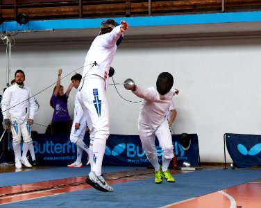 2nd_Leonidas_Pirgos_Fencing_Tournament._Double_touch_for_Vasileios_Stantsios_and_his_opponent photo